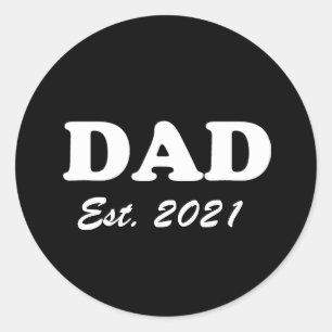Papa, Aangepast Oost datum Vaderdag zwart wit Ronde Sticker
