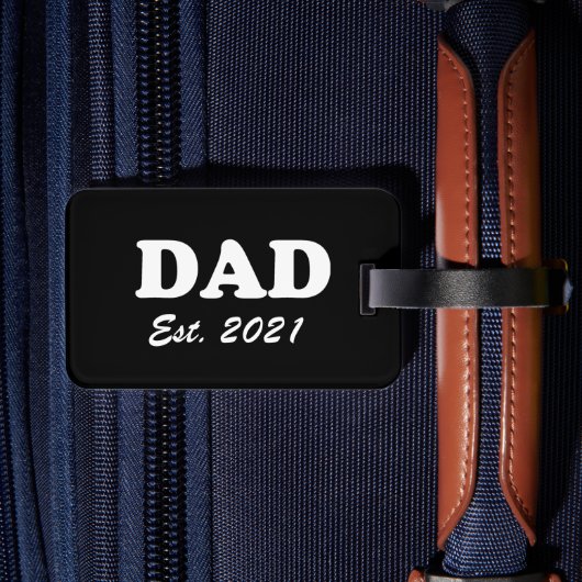 Papa Aangepast Versterkte datum zwart-wit modern Bagagelabel (Achterkant Insitu 2)