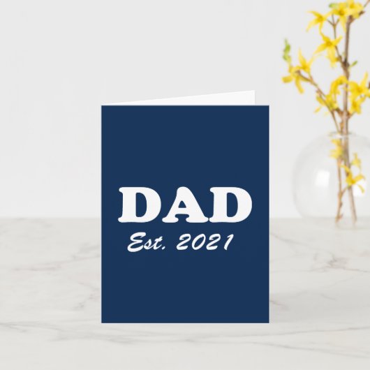 Papá aangepaste datum navy blauw wit modern kaart (Gele Bloem)