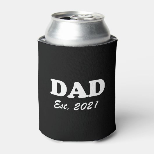 Papa Aangepaste datum zwart-wit modern Blikjeskoeler (Blikje Voorkant)