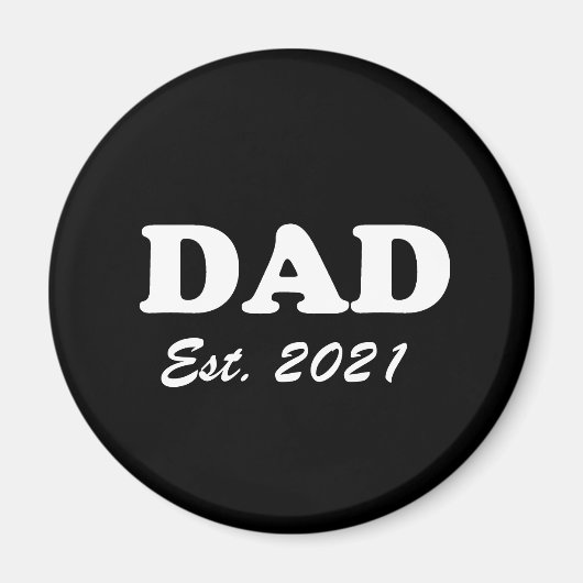 Papa Aangepaste datum zwart-wit modern Magneet (Voorkant)