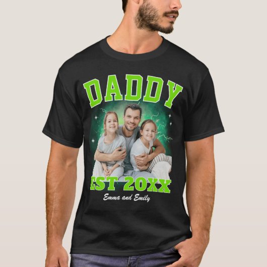Papa aangepaste foto-bootleg-rap Vaderdag T-shirt (Voorkant)