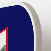 Papa aangepaste foto en jaar, retro rood en blauw pickleball paddle (Links Detail)