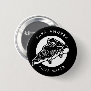 PAPÀ aangepaste naam Pizza Maker Vader Ronde Button 5,7 Cm