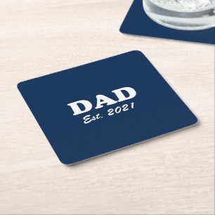 Papa Aangepaste Oost-date blauw witte Vaderdag Kartonnen Onderzetters