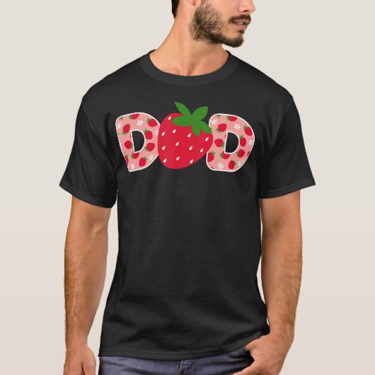 Papa Aardbei Eerste Verjaardag Familie Funny Straw T-shirt (Voorkant)