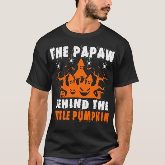 Papa Achter Kleine Pompoen Halloween Gift T-shirt (Voorkant)