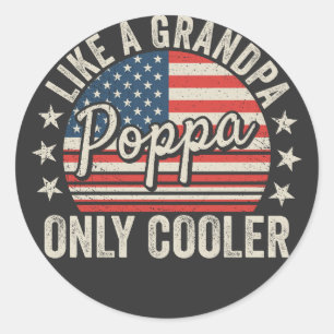 Papa als een opa, alleen cooler, vlag van de VS Ronde Sticker
