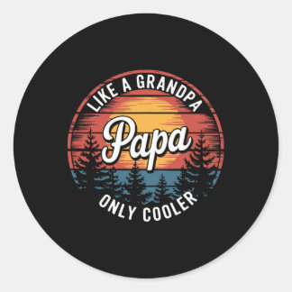 Papa als een opa, alleen koel, grappenmaker Papa D Ronde Sticker