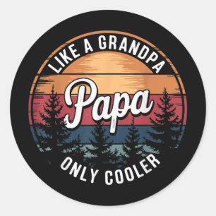 Papa als een opa, alleen koel, grappenmaker Papa D Ronde Sticker