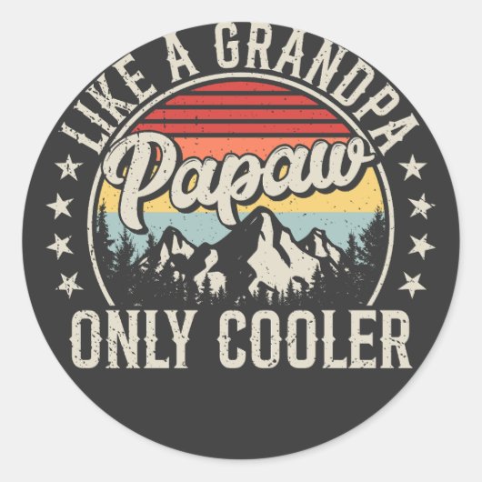 Papa als een opa alleen koelere retro ronde sticker (Voorkant)
