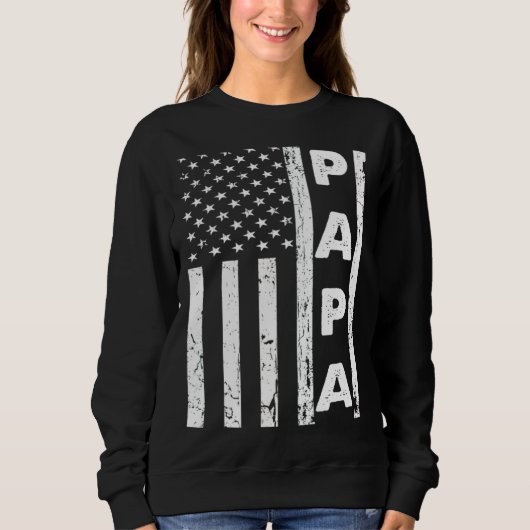Papa American Flag US Father's Day Dad American 4t Trui (Voorkant)