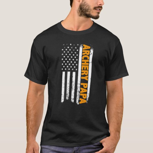 Papa American Flag Vaderdag Mannen T-shirt (Voorkant)