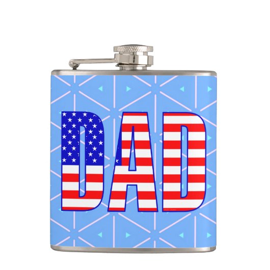 Papa Amerikaanse vlag Patroon Tekst Heupfles (Voorkant)