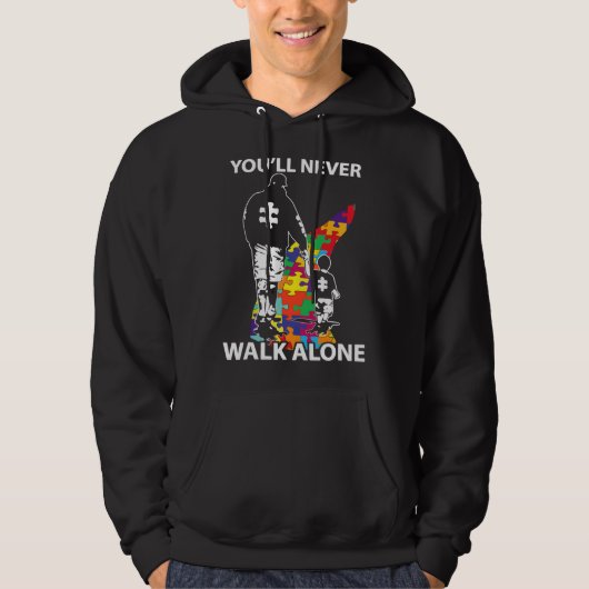 Papa& Zoon U LL Loop nooit alleen Puzzle Piecks Hoodie (Voorkant)
