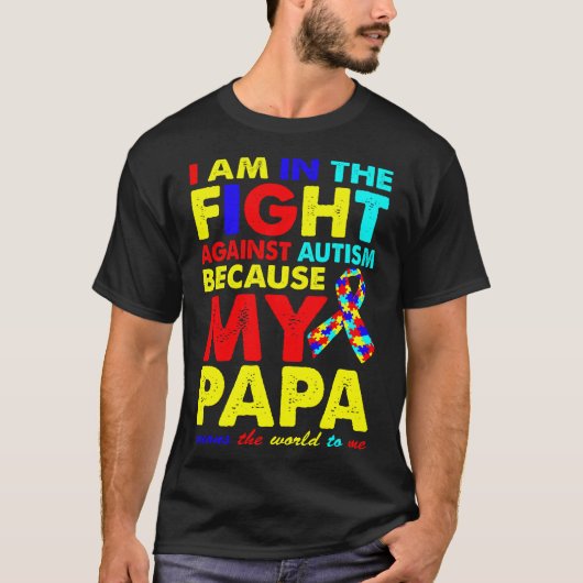 Papa Autisme Bewustzijn Puzzel Gift T-shirt (Voorkant)