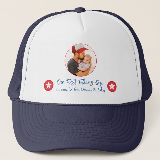 Papa Baby Cute Modern Simple First Fathers Day Trucker Pet (Voorkant)