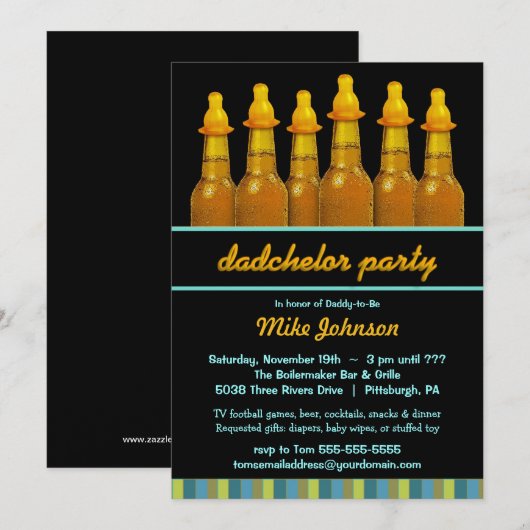 Papa Baby shower - Dadchelor Diaper Party nodigt u Kaart (Voorkant / Achterkant)