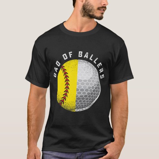 Papa Ballers Funny Golf Softball Gift van zoon of  T-shirt (Voorkant)