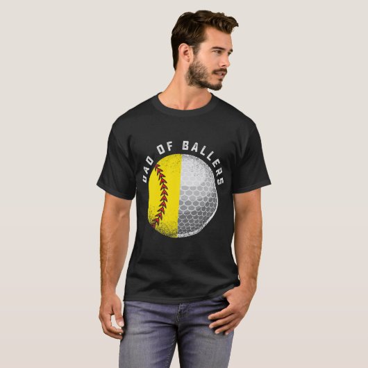 Papa Ballers Funny Golf Softball Gift van zoon of  T-shirt (Voorkant volledig)
