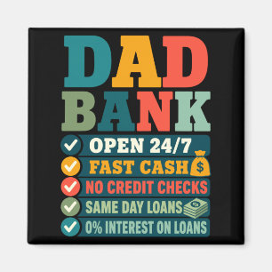 Papa Bank Grappige Vaderdag Vintage Papa Mannen Hu Magneet