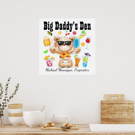 Papa / bar / Man Cave Cocktail Poster (Keuken)