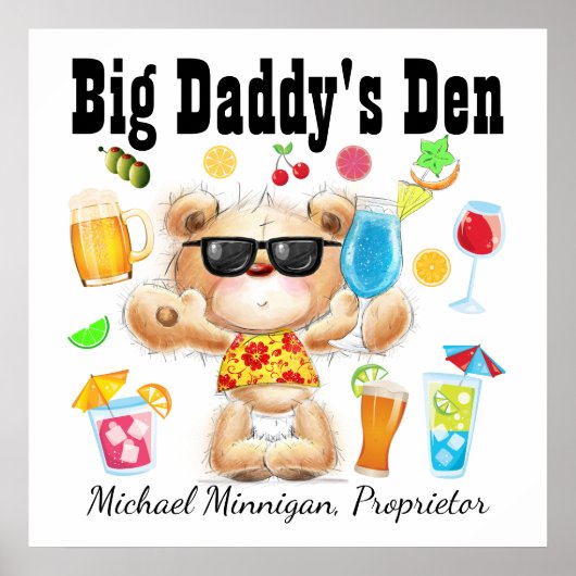 Papa / bar / Man Cave Cocktail Poster (Voorkant)