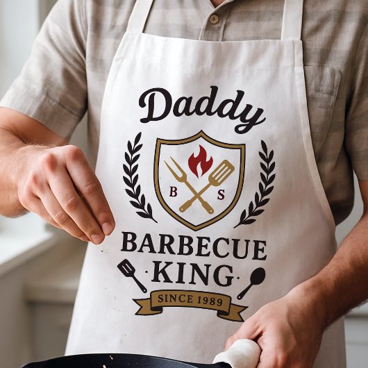 Papa Barbecue Koning Schort Aangepaste Naam en Jaa
