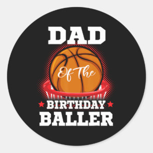Papa basketbal verjaardag jongen familie baller b- ronde sticker