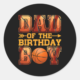 Papa Basketbal Verjaardag Jongen Familie Baller B- Ronde Sticker