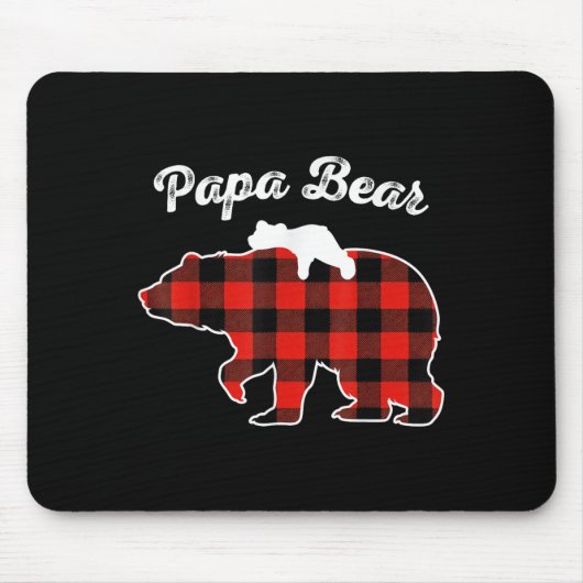 Papa Bear Flannel Red Plaid Pajama Family Matching Muismat (Voorkant)