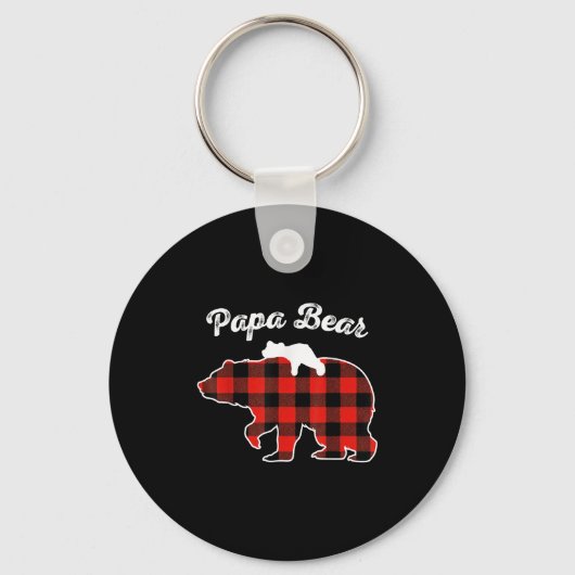 Papa Bear Flannel Red Plaid Pajama Family Matching Sleutelhanger (Voorkant)