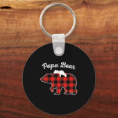 Papa Bear Flannel Red Plaid Pajama Family Matching Sleutelhanger (Voorkant)
