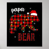 Papa Bear Funny Men Red Plaid Christmas Pajama Fam Poster (Voorkant)