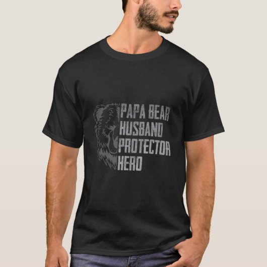 Papa Bear Husband Protector Hero Dad Father'S Day T-shirt (Voorkant)