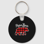 Papa Bear Pajama Red Buffalo Xmas Funny Family Chr Sleutelhanger (Voorkant)