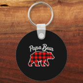 Papa Bear Pajama Red Buffalo Xmas Funny Family Chr Sleutelhanger (Voorkant)