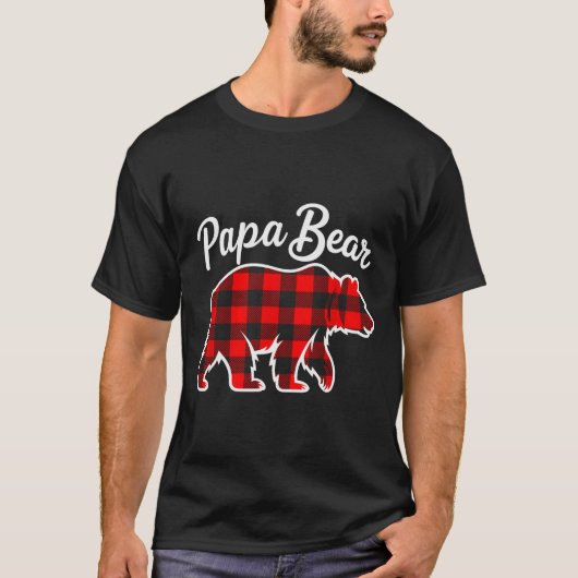 Papa Bear Pajama Red Buffalo Xmas Funny Family Chr T-shirt (Voorkant)