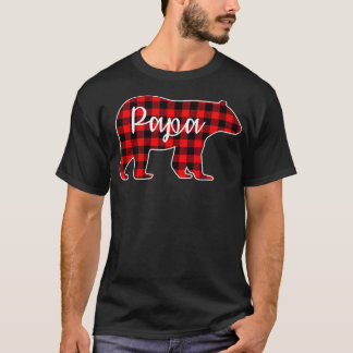 Papa Bear Red Plaid Family Matching Christmas Paja T-shirt