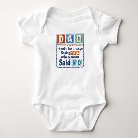 Papa Bedankt dat je altijd ja zei als mama nee zei Romper (Voorkant)