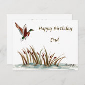 Papa, Bedankt Mallard boven Cattails, een geheugen (Voorkant / Achterkant)