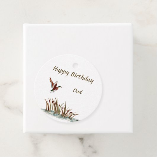 Papa, Bedankt Mallard boven Cattails, een geheugen Bedankjes Labels (In situ)