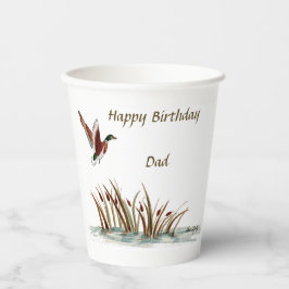 Papa, Bedankt Mallard boven Cattails, een geheugen Papieren Bekers