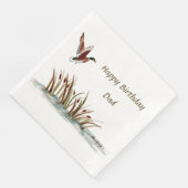 Papa, Bedankt Mallard boven Cattails, een geheugen Servet (Hoek)