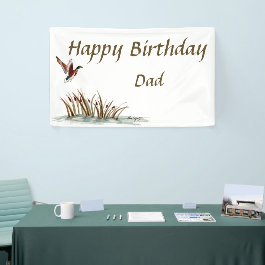 Papa, Bedankt Mallard boven Cattails, een geheugen Spandoek (Beurs)