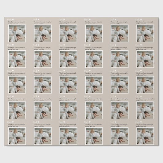 Papa, bedankt voor – Aangepaste foto & tekst | Cadeaupapier (Vlak)