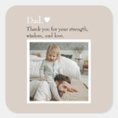 Papa, bedankt voor – Aangepaste foto & tekst | Vierkante Sticker (Voorkant)