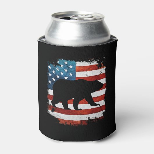 Papa Beer 4 juli met Amerikaanse vlag Onafhankelij Blikjeskoeler (Blikje Voorkant)