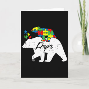 Papa Beer Autisme Bewustzijn Cute Puzzelstuk Vader Kaart