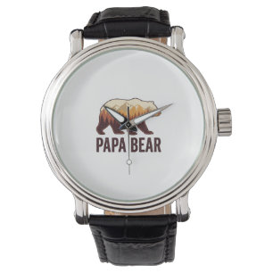 Papa Beer Beer Silhouet Vintage Bos T-Shirt_1 Horloge
